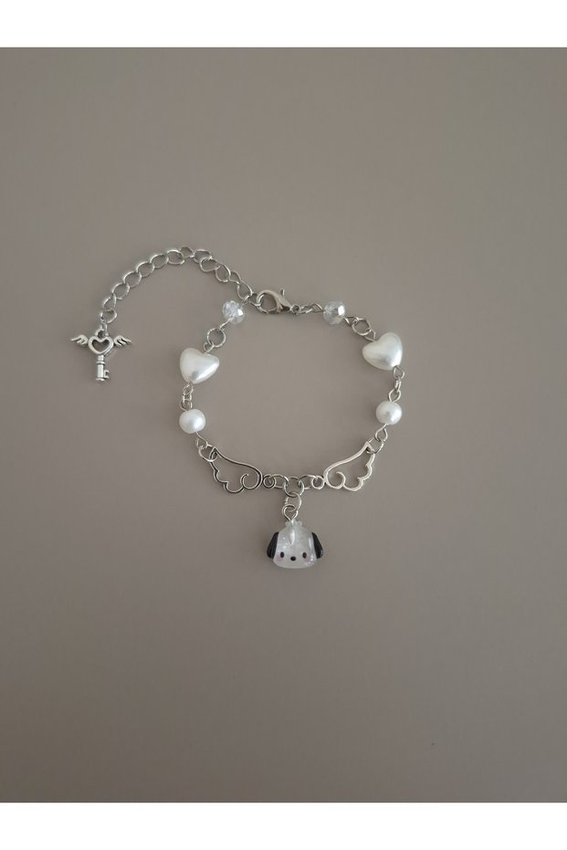 Pohcacco Dog Charm Winged Angel Bracelet Y2K