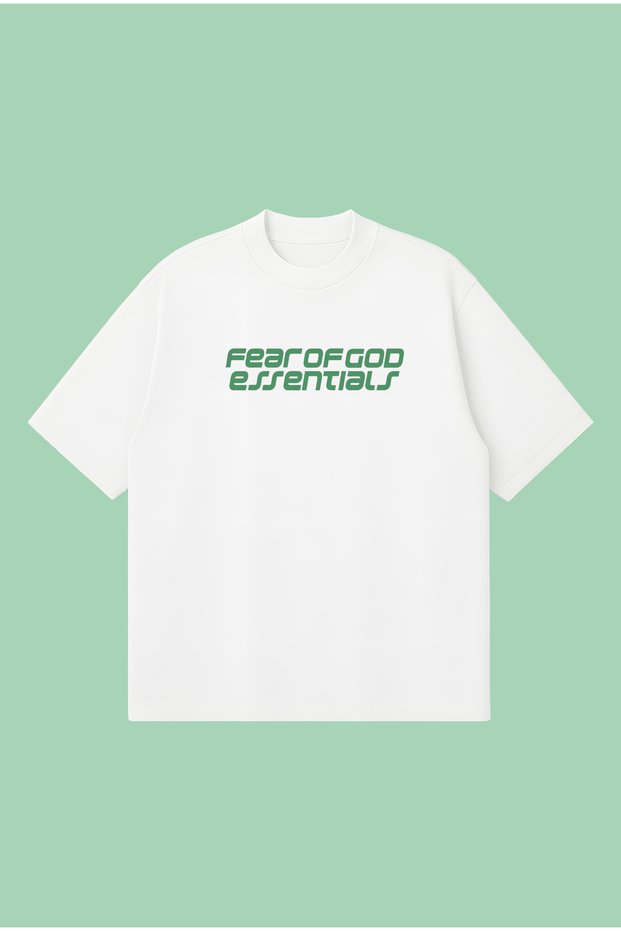 Fear of God Green Boxy Fit Oversize Unisex 100% Cotton Tshirt – Printed T-Shirt | Streetwear