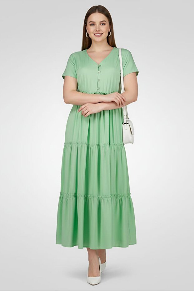 Women Plain Midi Dress, Mint Green