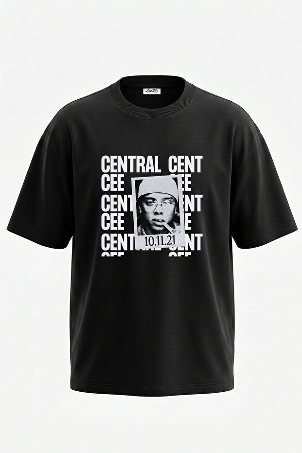 Central Cee_3 Design Printed Unisex Oversize Black Tshirt
