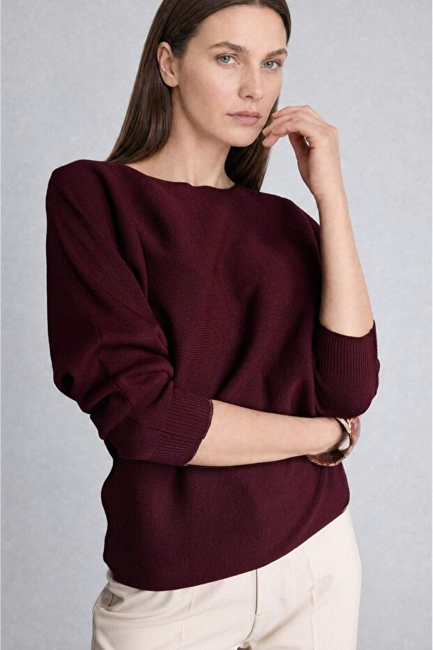 Kayık Yaka Triko Basic Sweater G3403Ax26Au