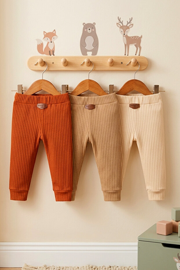 3-Pack 100% Cotton Flexible Ribbed Baby Alpine Pants Unisex