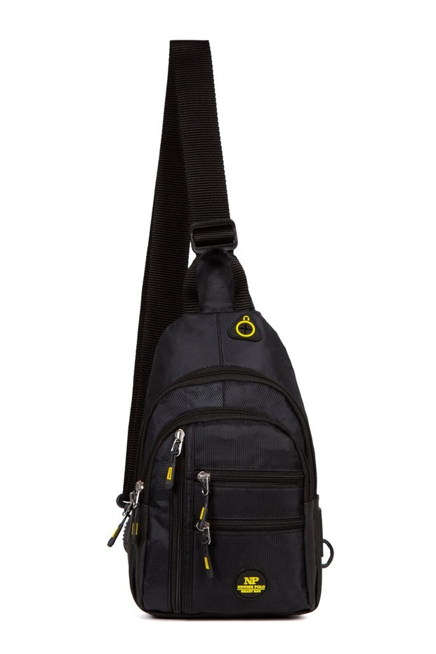 Np 2333 Shoulder and Waist Bag with Headphones and USB Port Black Yellow