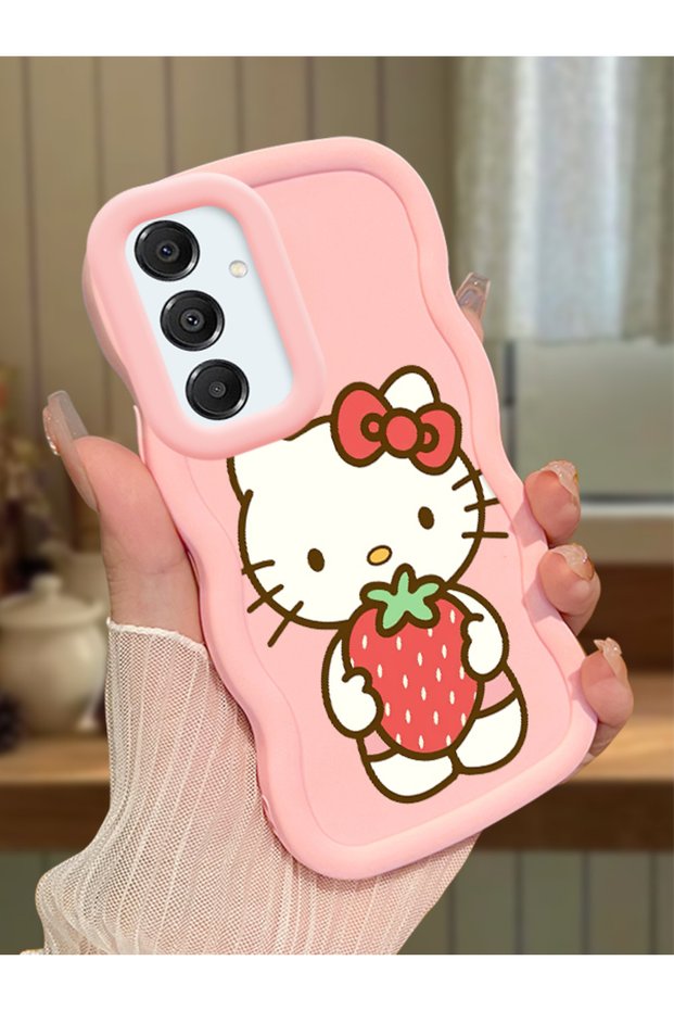 Samsung Galaxy A16 Compatible Case Camera Protector Pink Silicone Couple Phone Case Kitty Pattern