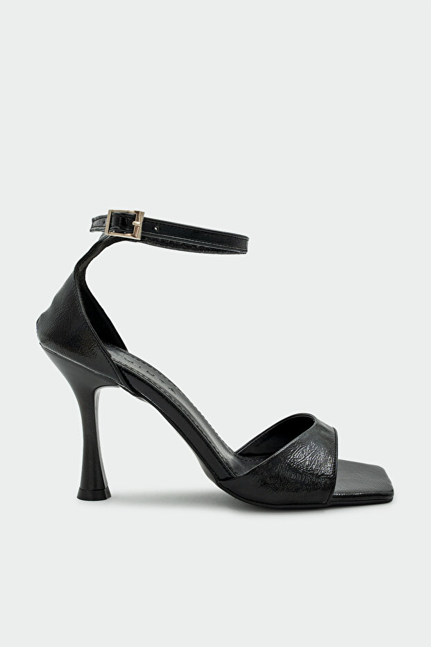 Lenna Single Strap Women's Black Heeled Shoes