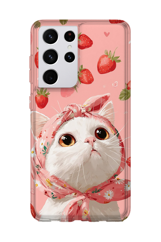 Samsung Galaxy S21 Ultra Compatible Printed Transparent Phone Case | Collection: Kawaii Cat