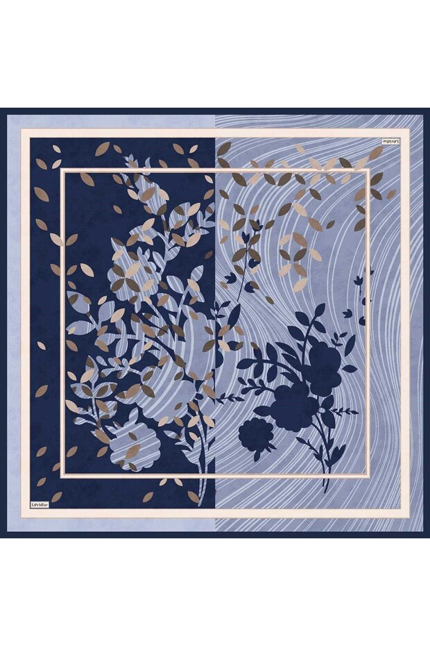 وشاح حريري منقوش باللون الأزرق من Blue Leaf