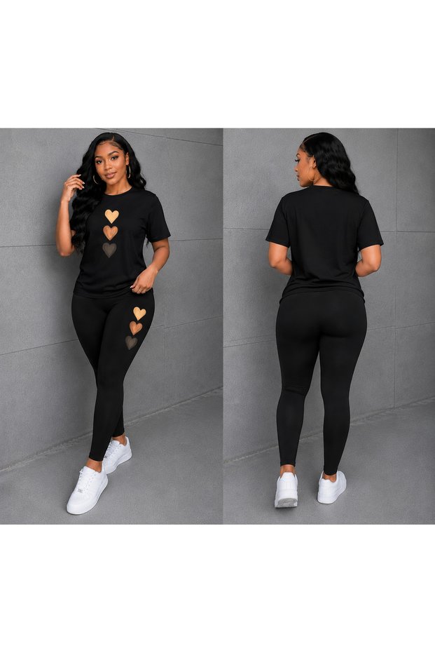 Women's Black Shiny Leggings High Waist Shaping Sports Pro Leggings (Two-Piece Combination)