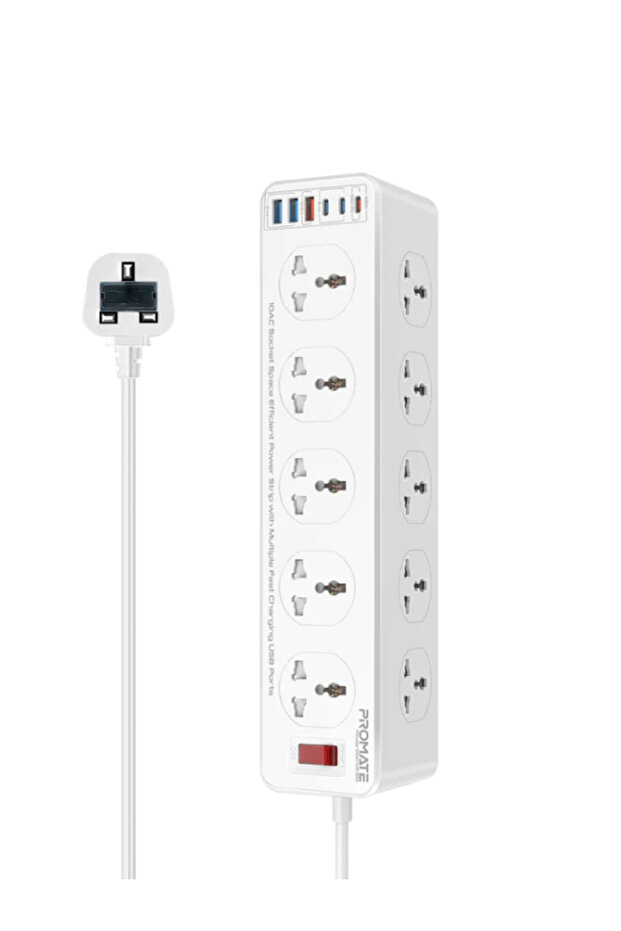 PowerMatrix2-5M.UK 16-in-1 Power Strip – 10 AC Sockets, 3 USB-C, 3 USB-A, 33W Fast Charging, 5M Cable, 2500W