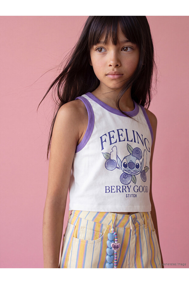 Two Mt Shop Quality Oval Collar Stitch Printed Girls' Undershirt