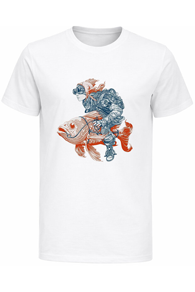 Space Fish Astronaut T-Shirt – Kaftan Style Premium Printed Cotton T-Shirt