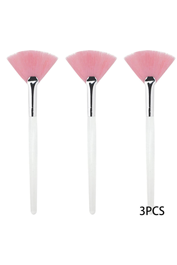 HZS-Pink-3pcs 3/9PCS Fan Face Mask Brush Set - Vegan Soft Bristles, Hypoallergenic Applicator for Es