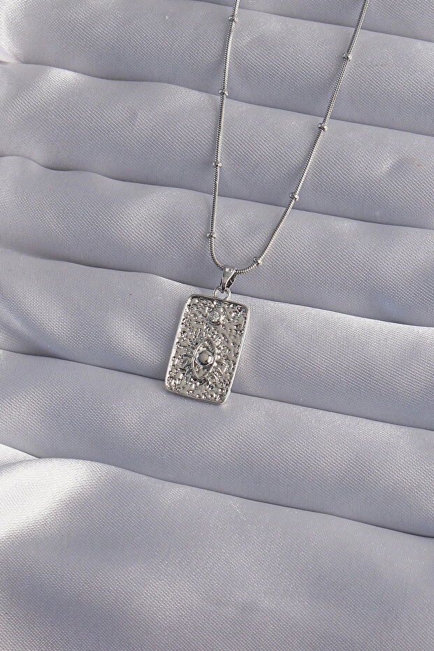 316L Steel Chain Silver Color Laser Engraved Eye Figure Tarot Necklace
