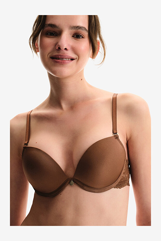 Women Wow Essetials Brown Strapless Wired Padded Bra