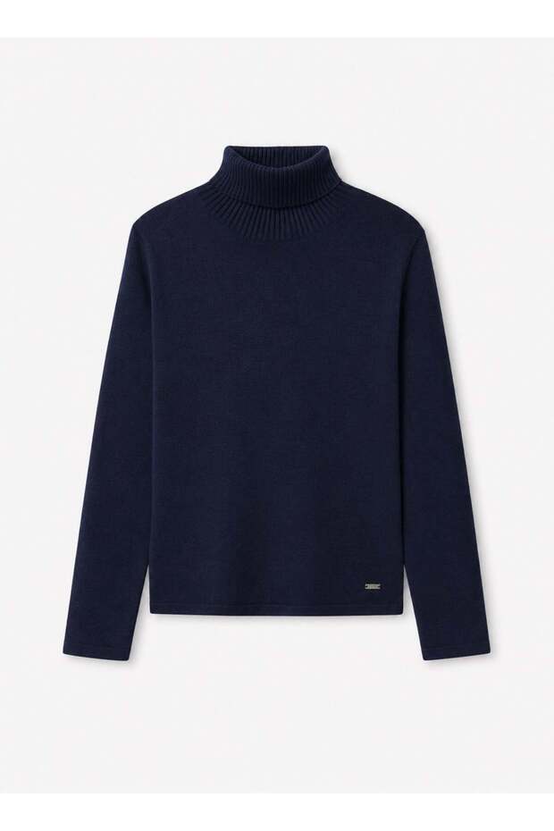 Girl's Turtleneck Long Sleeve Basic Knitwear Top 8-18 Years Dark Blue