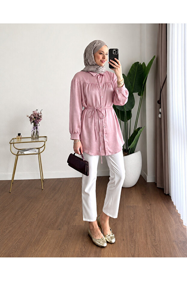 Women's Satin Tie-Back Premium Shirt