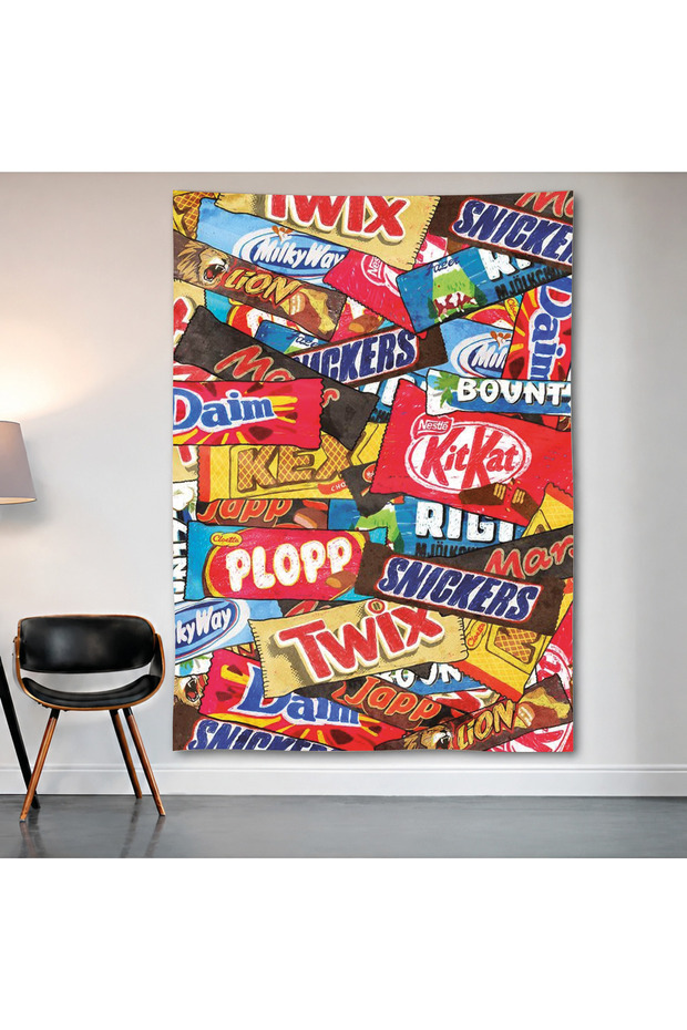 Twix Candy Collage Wall Covering Wall Tapestry First Quality Satin Fabric Poster