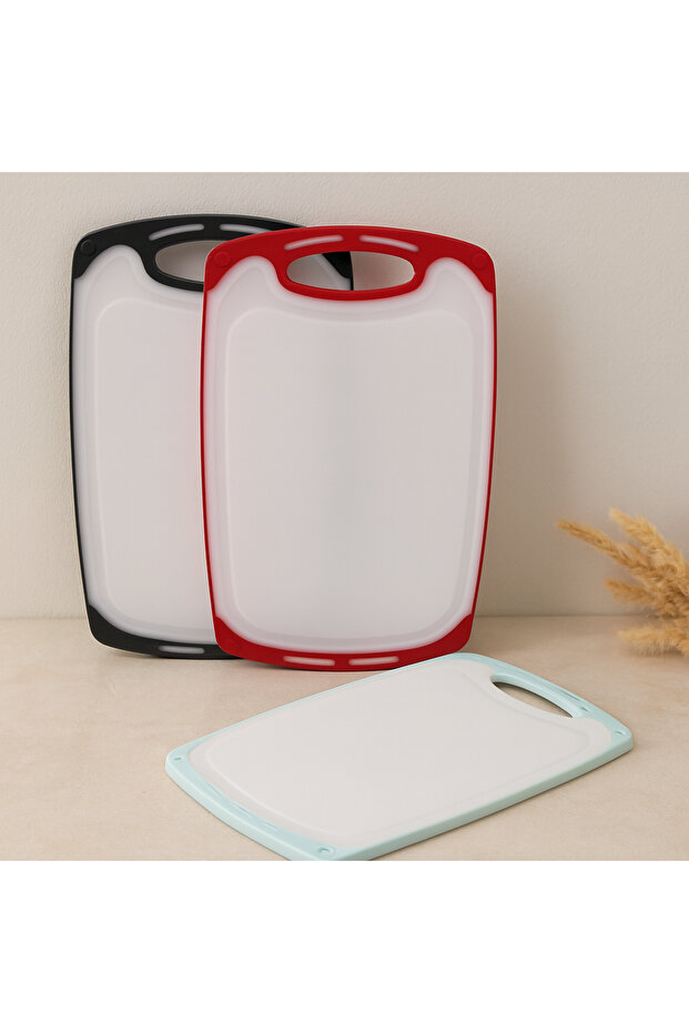 40X24 cm Plastic Cutting Board - with Non-Slip Silicone Edges, 10 mm
