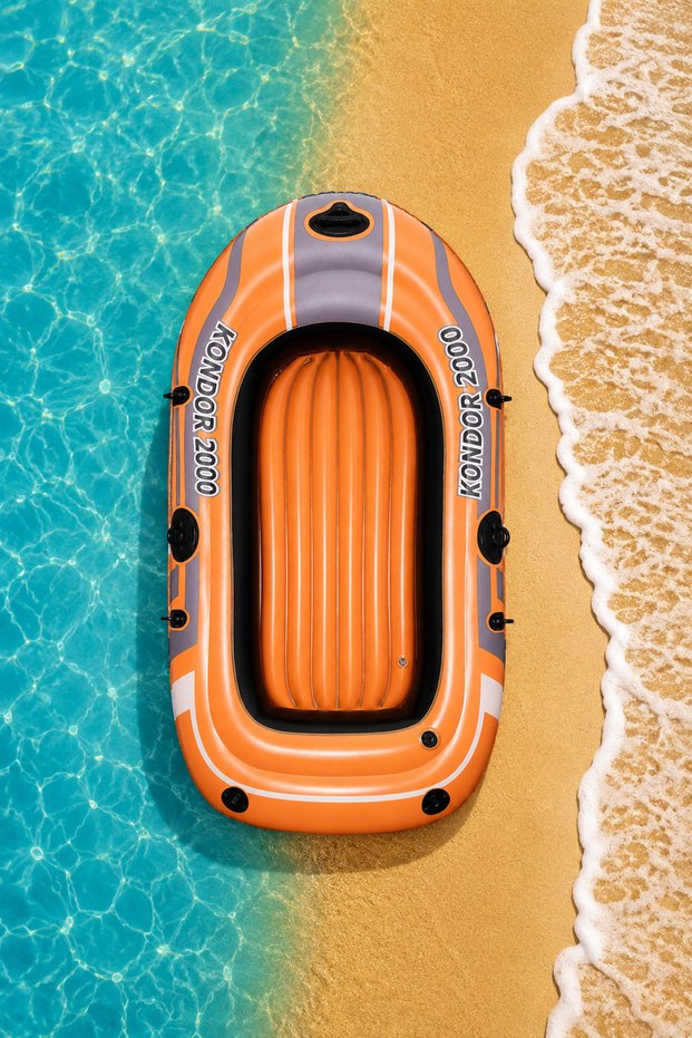Inflatable Rider Boat Set - 2-Person Inflatable Boat Set - Pool and Sea Rider Boat - Double Rider Boat Kondor 2000 - 196X114 Cm.