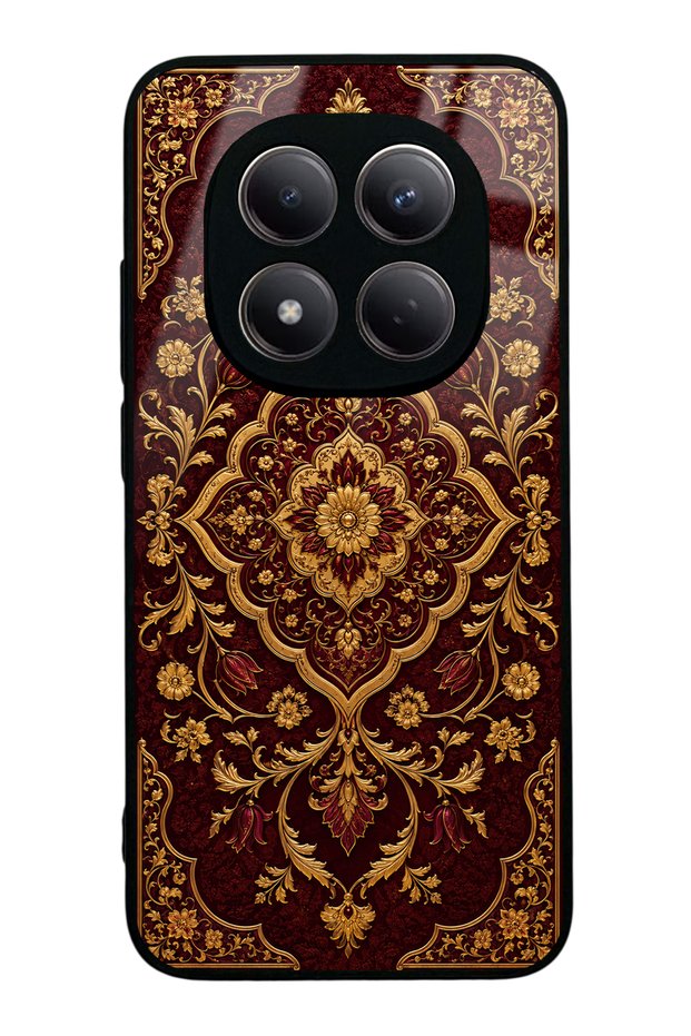 Xiaomi Redmi Note 15 Pro Burgundy Ottoman Gold Design Glossy Phone Case