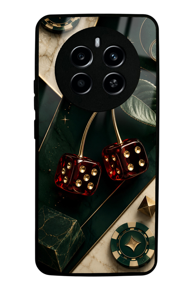 Realme 12 Pro Plus Emerald Casino Cherry Design Glossy Phone Case