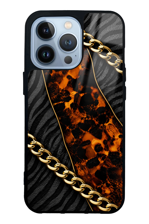 حافظة هاتف آيفون 13 برو بتصميم Golden Eclipse لامعة