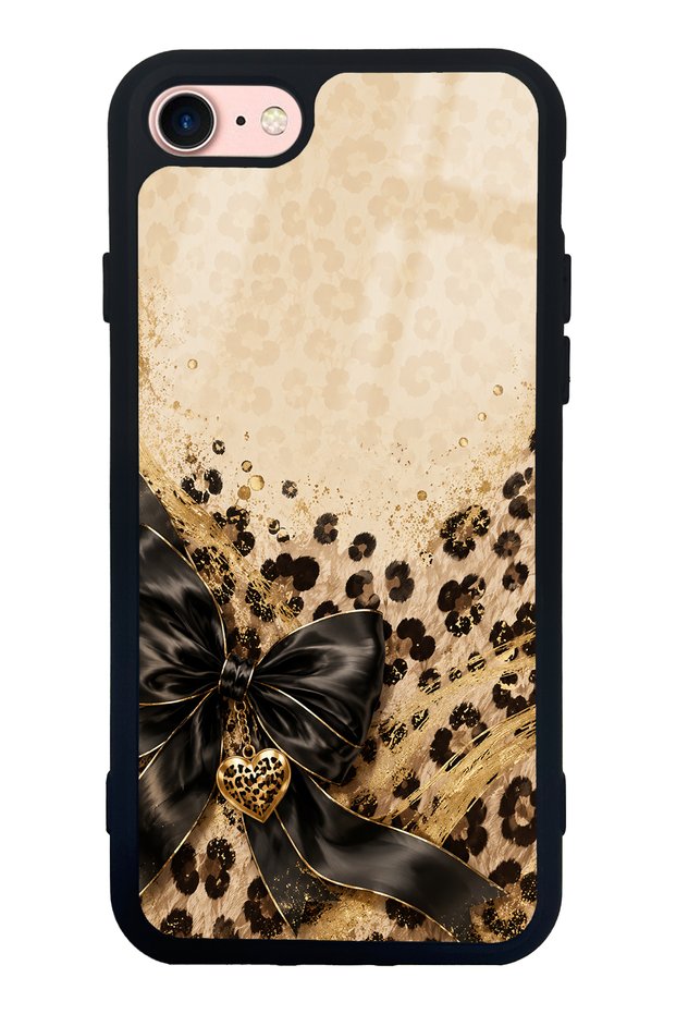 iPhone 7 Golden Leopard Heart Design Glossy Phone Case