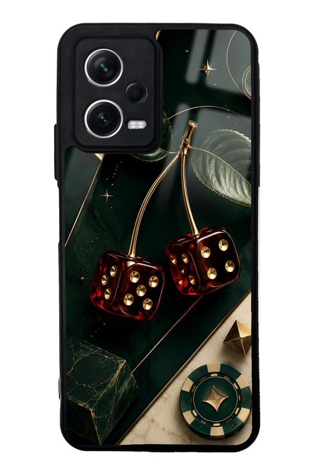Xiaomi Redmi Note 12 5g Emerald Casino Cherry Design Glossy Phone Case