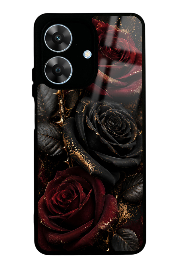 Realme Note 60 Obsidian Crimson Rose Design Glossy Phone Case