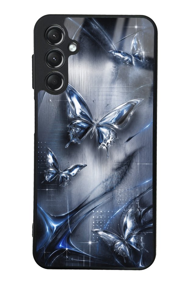 Samsung A24 Midnight Chrome Butterfly Design Glossy Phone Case