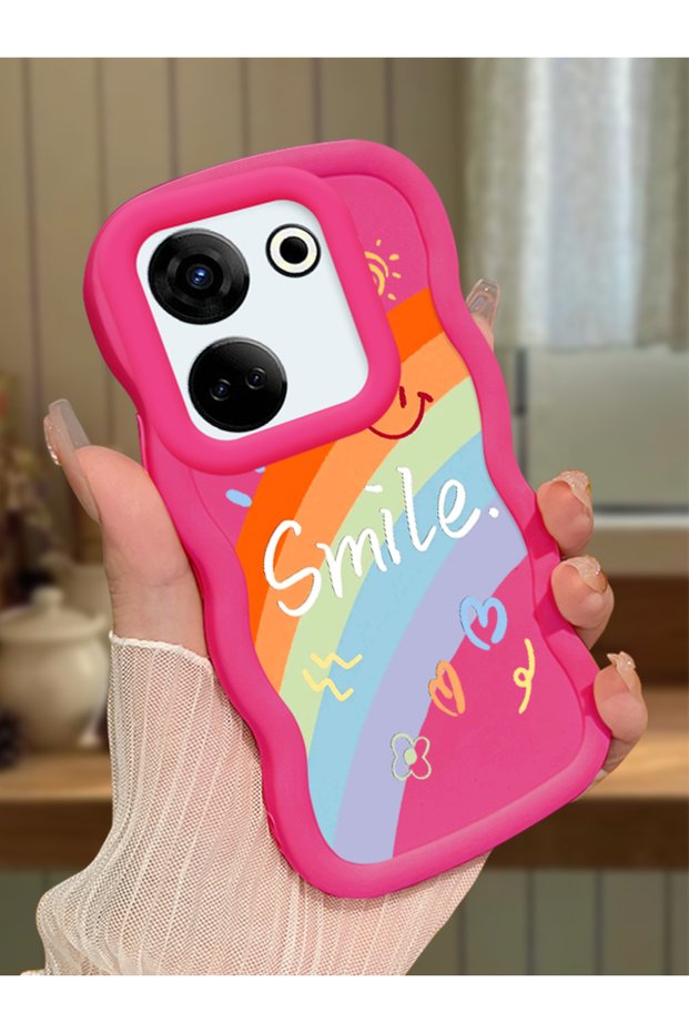 Tecno Camon 20 Compatible Case Camera Protector Red Silicone Couple Phone Case Rainbow Pattern