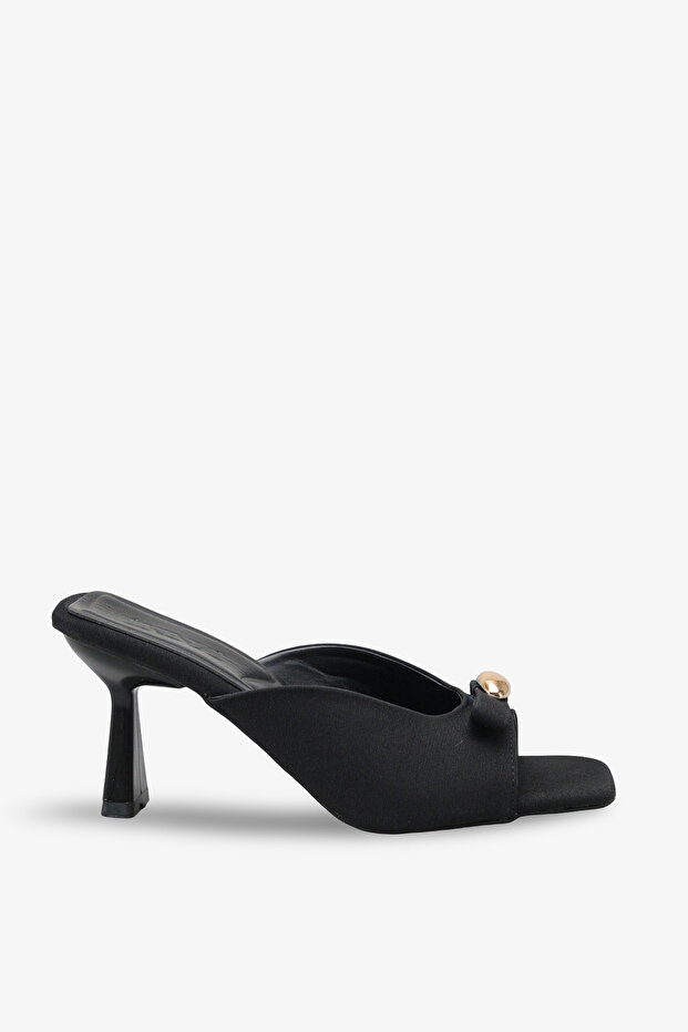 Monica Women's Heeled Slippers - Black Nubuck