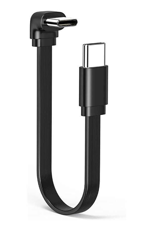 90 Degree USB 2.0 Type-C Male To Malet Cable, Flat Shot 8 Inch/20CM Soft And Pliable RightAngle