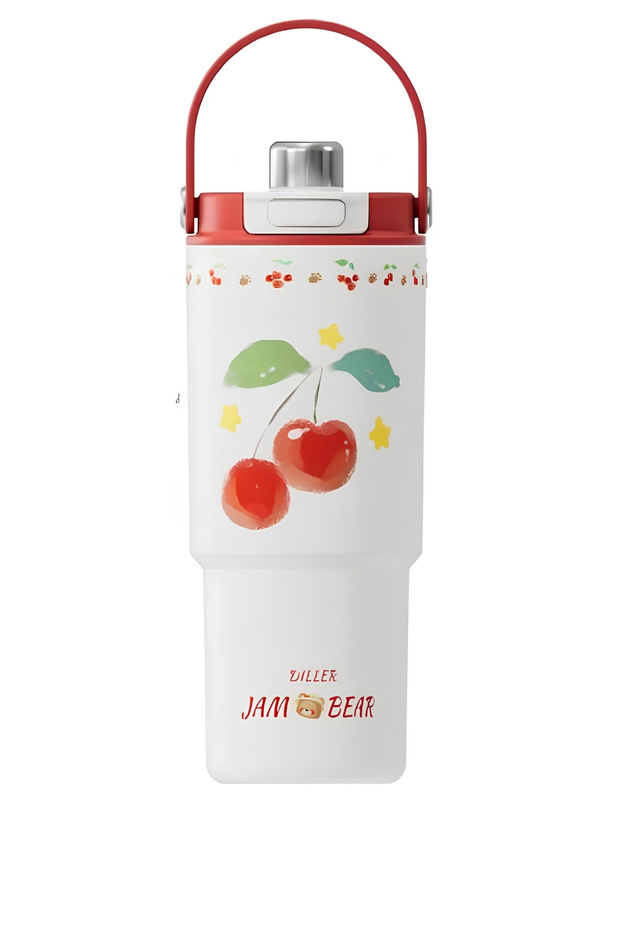 880ml Cute Patterned Tumbler With/Without Straw Stainless Steel Thermos with Handle