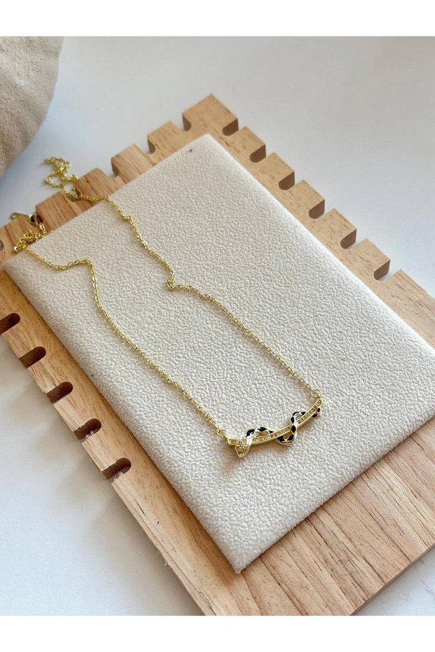 Women's Stainless Steel Gold Color Mineli Snake Figure Necklace