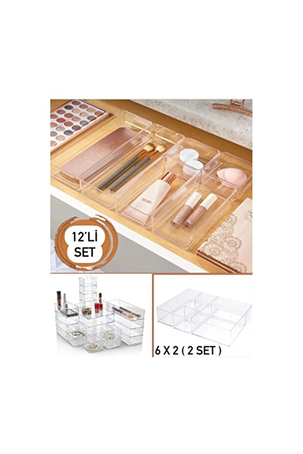 12-Piece Drawer Organizer Set, Ideal for Makeup Supplies