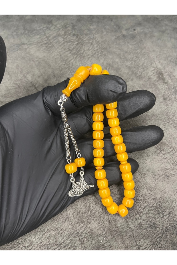 High-End Hareli Ankle-Length Crimped Amber Prayer Beads