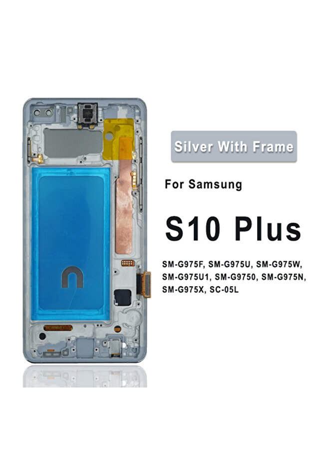 شاشة TFT LCD بإطار فضي لهاتف S10 بلس، شاشة لمس مع لوحة رقمية، قطع غيار بديلة لـ...