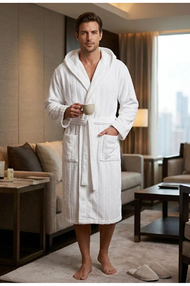 Hooded Bathrobe (Microcotton Towel)-(Length: between 120-130 cm)