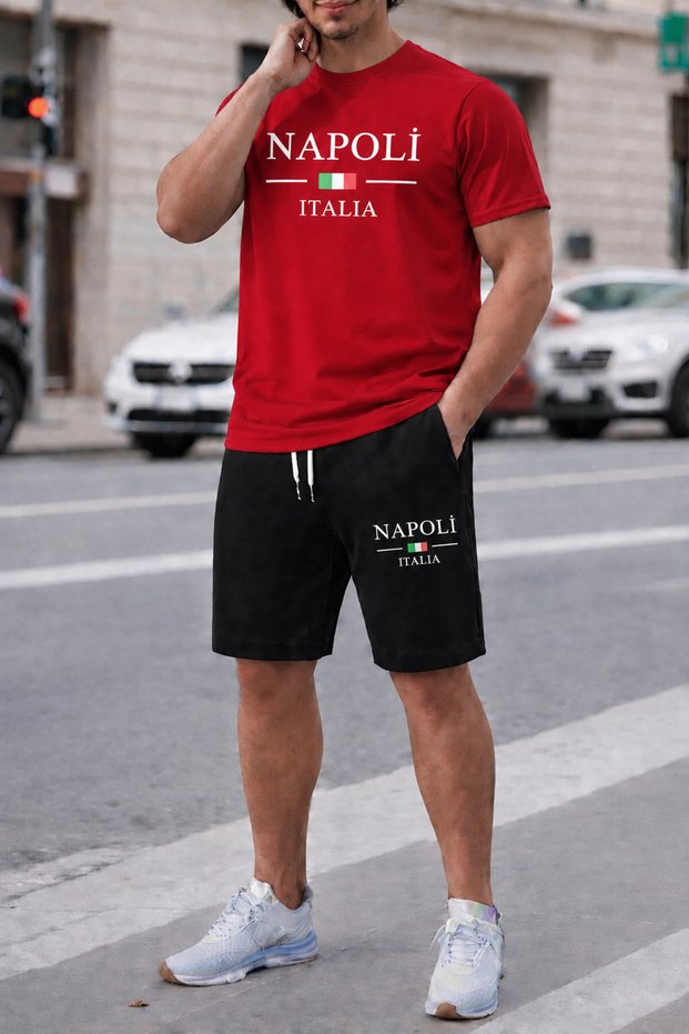 Unisex Napoli Printed Shorts T-Shirt Set