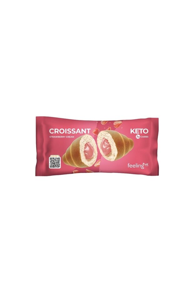 Feeling Ok Strawberry Cream-Filled Croissant + Protein - 50g