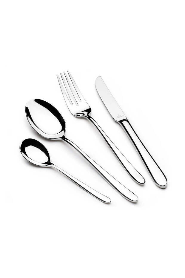 26-piece Shiny Silver Cutlery Set with Stand