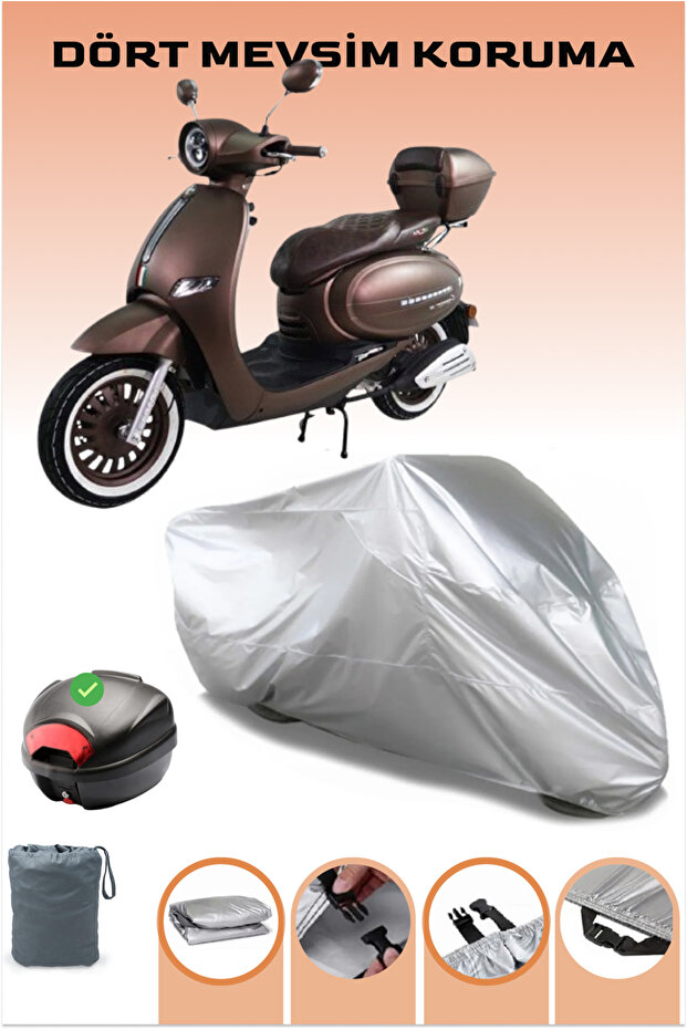 Gray Topcase Compatible Water and Dust Proof Arora Cappucino 125 Motorcycle Tarpaulin