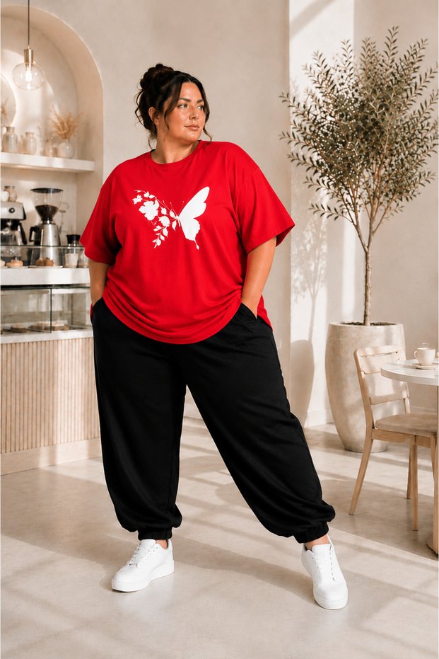 Women's Plus Size Oversize Butterfly Print 2-Piece Tracksuit Set Comfortable Fit Casual Loose Wide Leg Loose Suit Xl-2Xl-3Xl-4Xl-5Xl-6Xl-7Xl-8Xl
