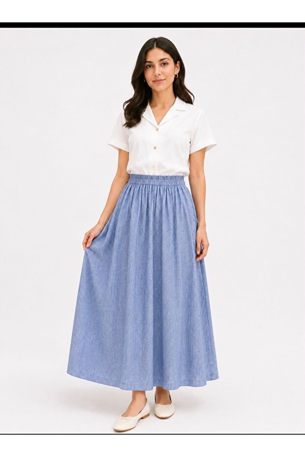 Skirt, Linen Fabric. Full Length Skirt.