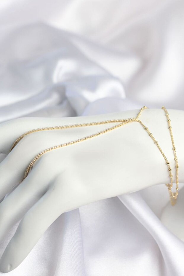 Gold Color Minimal Zircon Stone Waterway Model Şahmeran Tj-Sn807