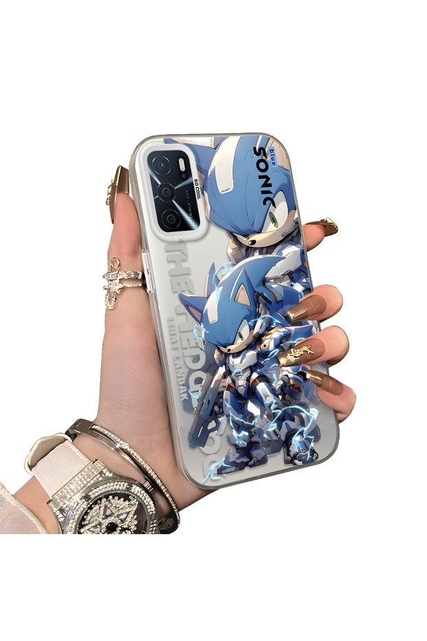 Oppo A16/A16S Compatible Hard Acrylic Back Silicone Edge Lens Protection Case