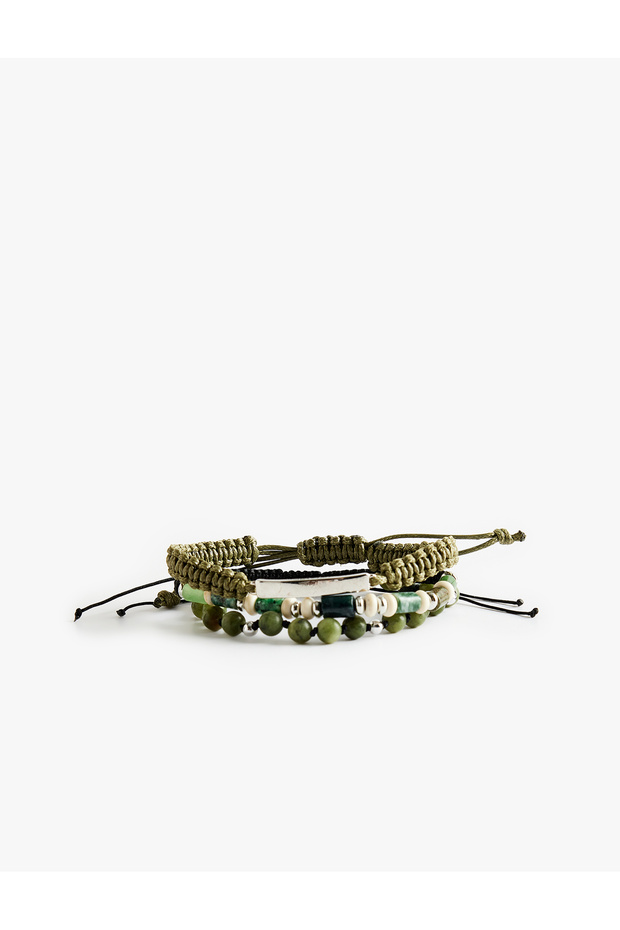 Beaded Knitted 3-Piece Bracelet Set