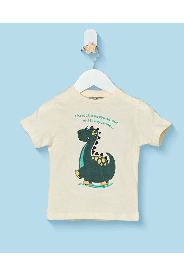 Infant Boys Cream Dinosaur Print T-Shirt