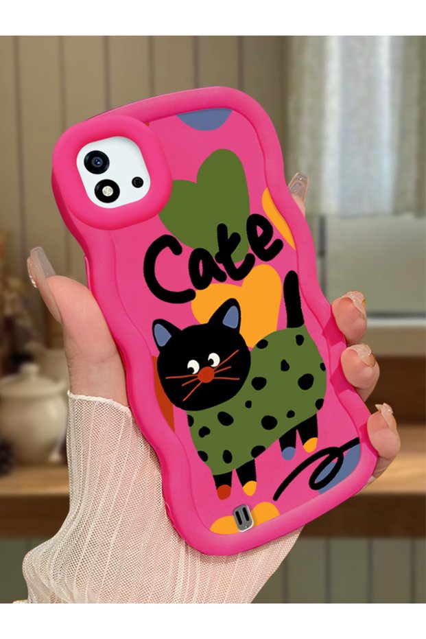 Realme C20 Compatible Case Camera Protector Red Silicone Couple Phone Case Cat Pattern